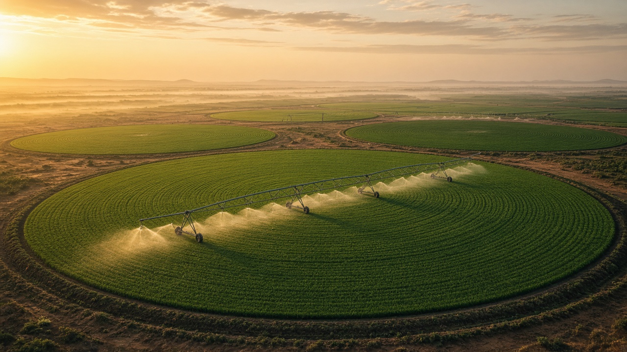 Sustainable agricultural development and center-pivot irrigation across Al-Nibras farming operations